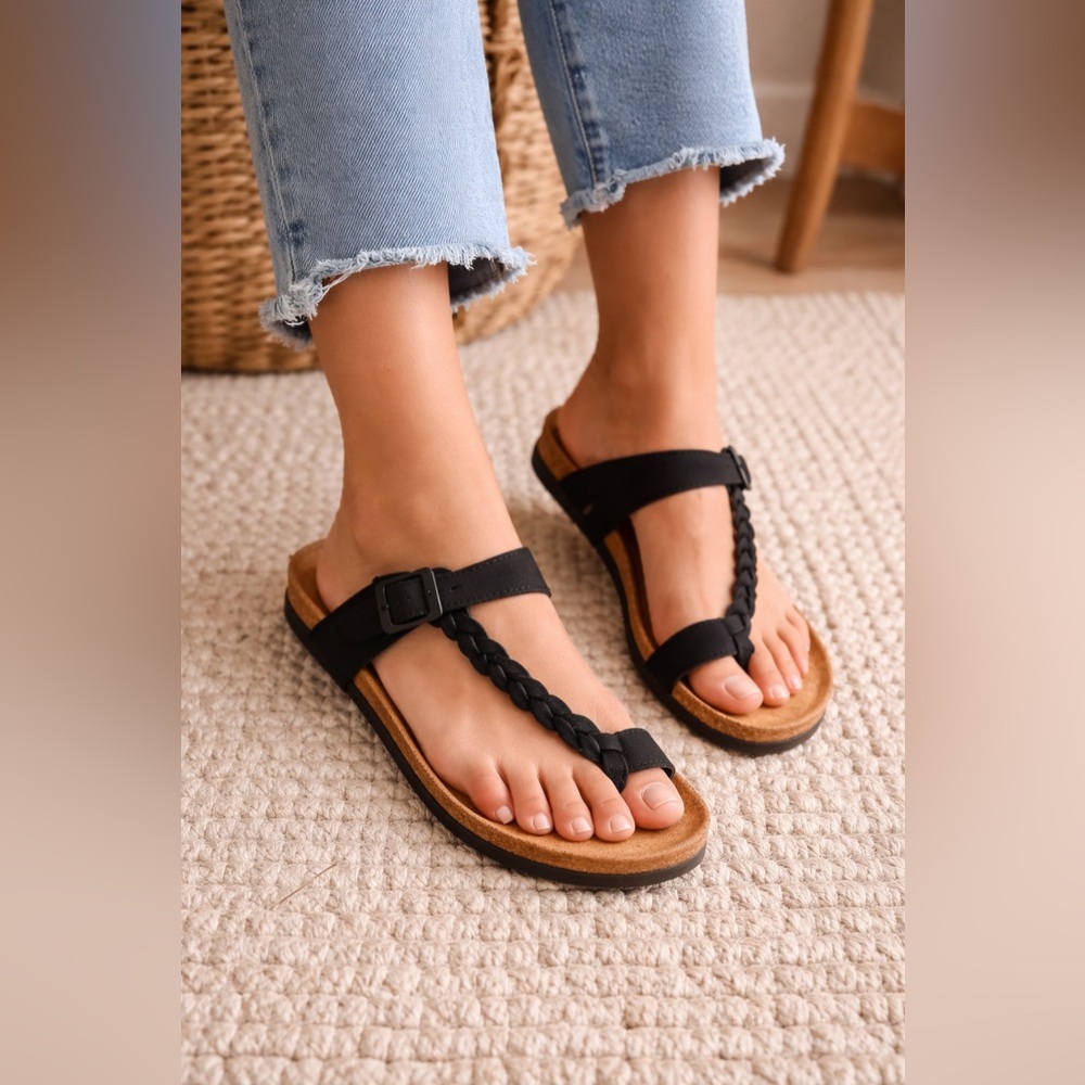 Chic Black Braided Sandals
